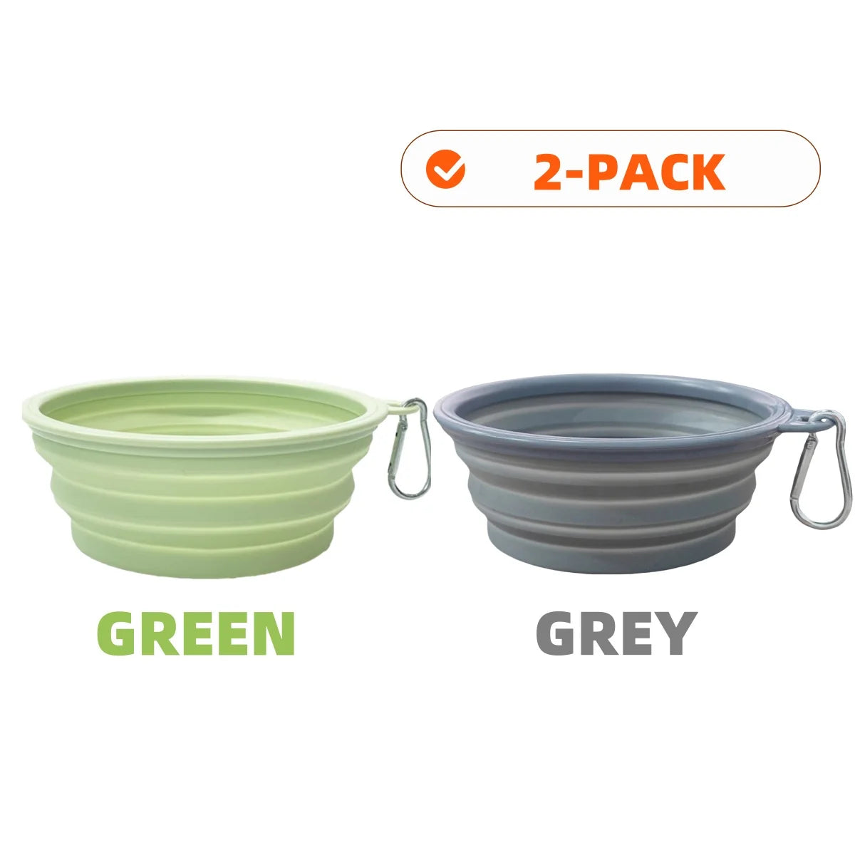 2Pcs Collapsible Pet Silicone Dog Food Water Bowl Outdoor Camping Travel Portable Folding Supplies Dishes with Carabiner