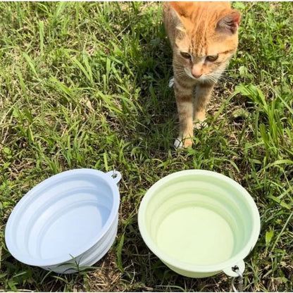 2Pcs Collapsible Pet Silicone Dog Food Water Bowl Outdoor Camping Travel Portable Folding Supplies Dishes with Carabiner