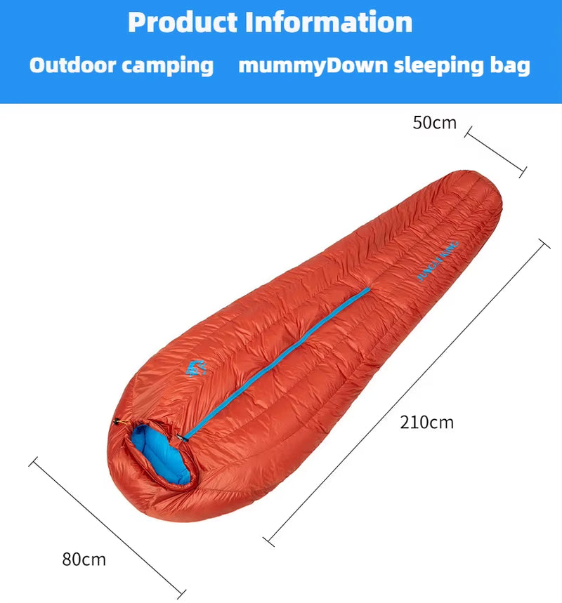 Outdoor Camping down Sleeping Bag Mummy Style Hiking Sleeping Bag High-Quality 1000G Duck down Delivery Storage Bag