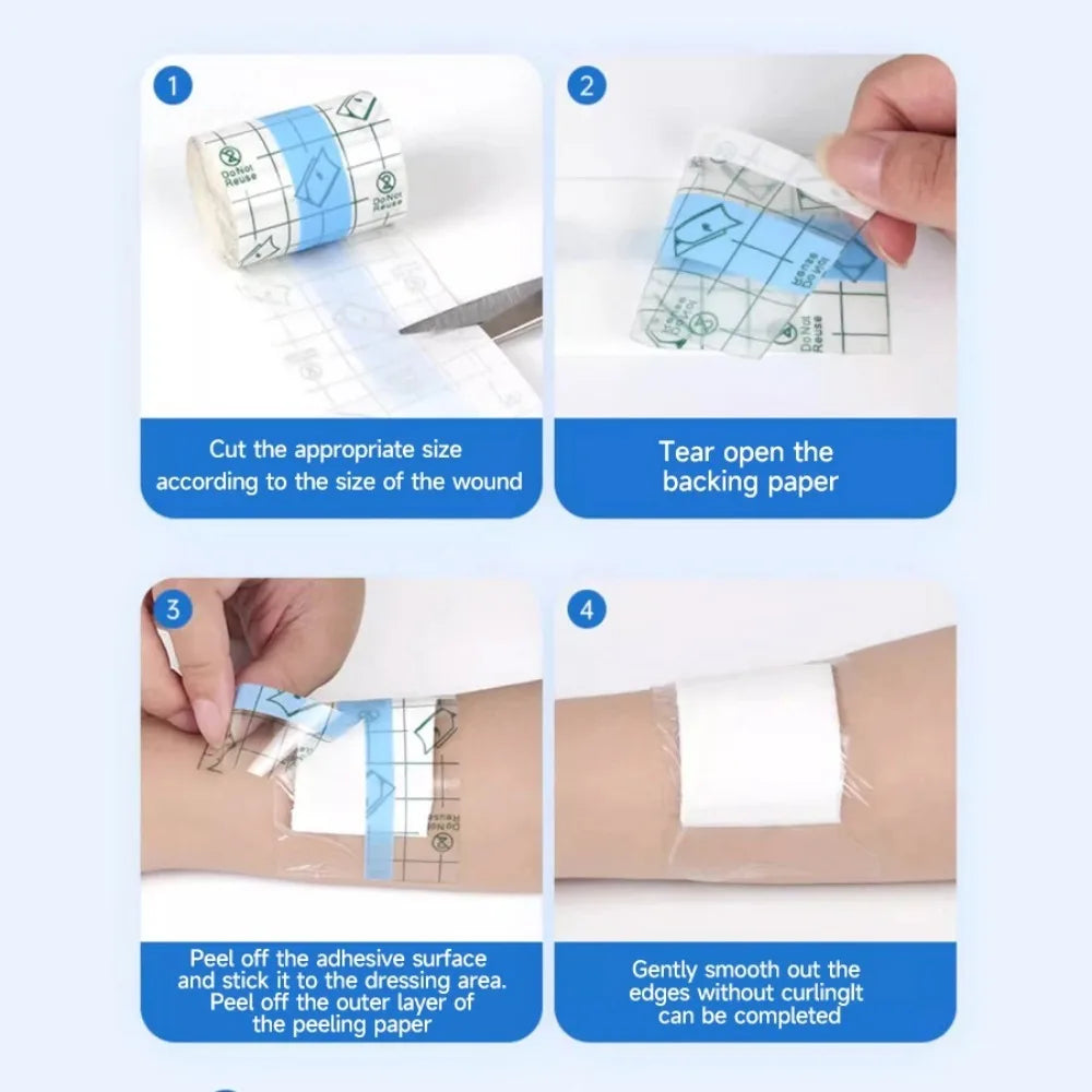 Waterproof Stretch Adhesive Bandage Protective Clear Transparent Dressing Film Disposable Cover Bandage Tape for Tattoos Shower